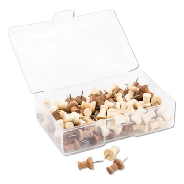 Paperperfect UBR3085U0624 0.375 in. Wood Fashion Push Pins, Assorted Color, 100PK PA3200917 - main